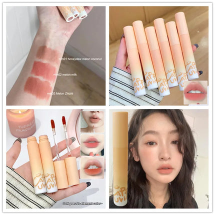[HB]Cappuvini Pumpkin Apricot Lip Mud Velvet Lip Cream Matte Texture Lipstick Overlay Base Color Rose Orange Lip Gloss Tint