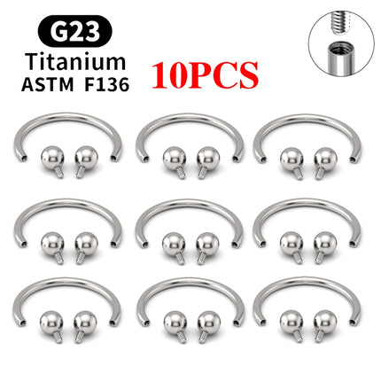 10/50PCS G23 Titanium Piercing Labret Lip Studs 16G CZ Internally Threaded Nose Septum Ring Eyebrow Tragus Cartilage Jewelry