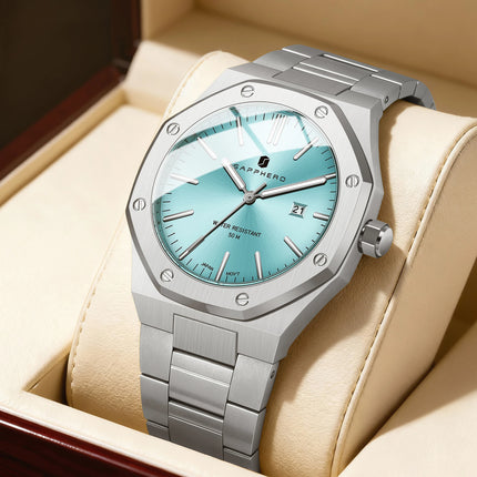 SAPPHERO Fashion Men's Watches Stainless Steel Business Watches Men's Waterproof Date Display Watches for Men