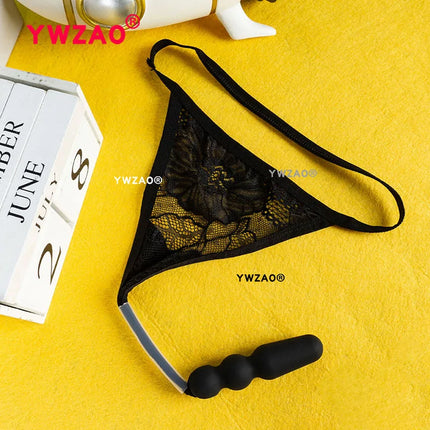 YWZAO Plug Anus Panties Fisting Ass Anal Erotic Invisible Thong Women Sexy Underwear Toys Butt Dildo Adult N11 Black Combination