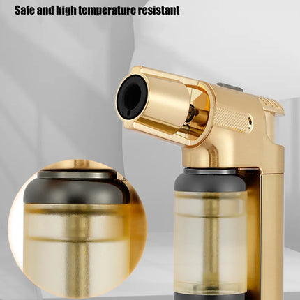 JOBON Inflatable Blue Flame Lighter Transparent Visual Large Capacity Gas Compartment Fixed Flame Lock Design Windproof