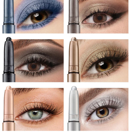 6-Color Eyeshadow Stick Pearlescent Matte Multi-color Anti-smudge Eyeshadow Pen 6 Pcs Set
