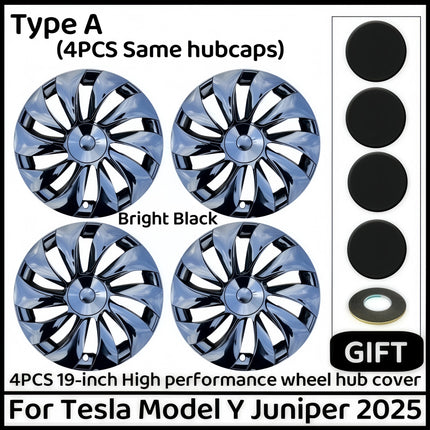 4PCS 19 Inch Full Rim Hub Caps Wheel Covers for Tesla Model Y Juniper Automobile Performance Replacement Accessory