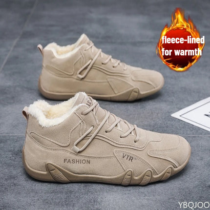 Large Size Autumn Winter Fashion Item with Plush and Thickened Warm Cotton Shoes for Outdoor Comfort Trendy Men's Cotton Shoes