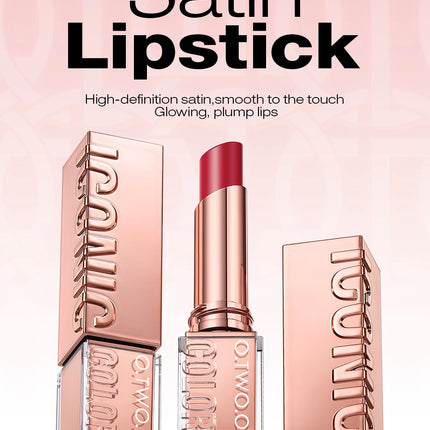 O.TWO.O Lipstick Lip Tint Moisturizing Nourishing Glow Lightweight Smooth Non-Sticky Refreshing Red High-shine Lipstick Makeup