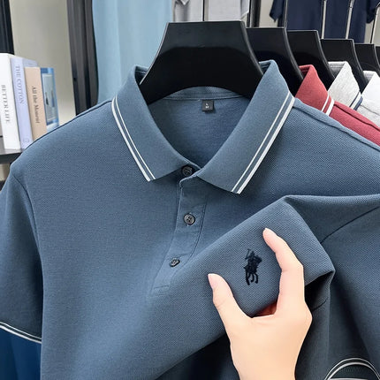 100% cotton summer new brand embroidered Paul high-quality POLO shirt high-end men's comfortable lightweight T-shirt short top