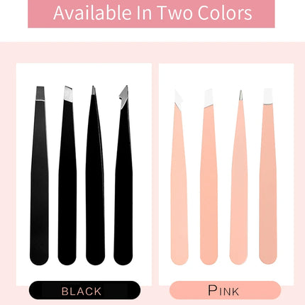4Pcs/Set Professional Eyebrow Tweezers Eyebrow Hair Removal Clip Makeup Sets Eyelash Extension Eyelash Tweezers Beauty