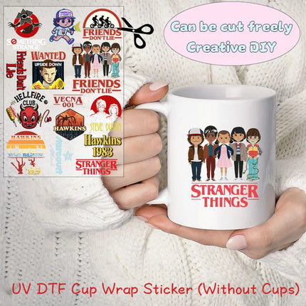For Stranger Series A5 Size Cartoon Eleven Mike Creative DIY Waterproof Stickers UV Transfer Transparent Crystal DTF Stickers