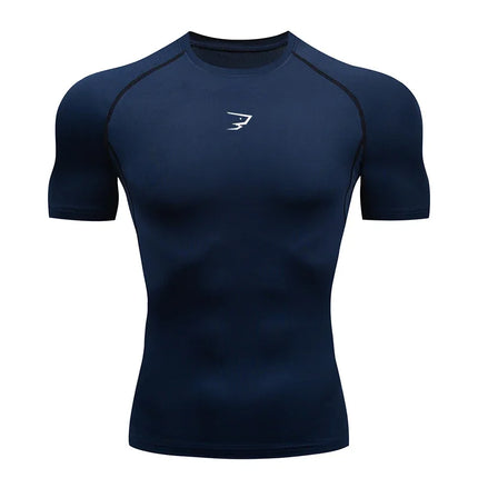 Men's quick drying running compression T-shirt short sleeved trendy printed fitness jogging men's slimming sports casual top