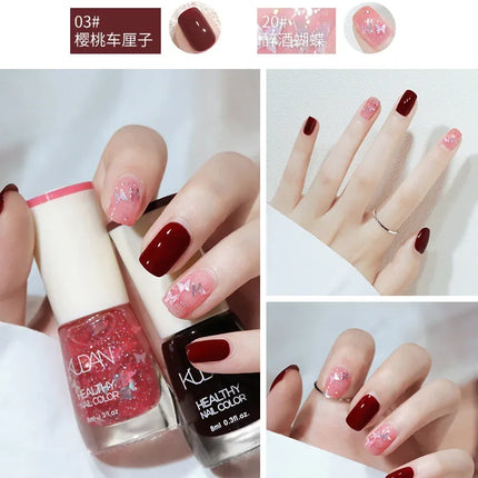 8ml Water-based Nail Polish No Baking Long Lasting Semi-permanent Quick Dry non-peelable Nail Varnish DIY Fashion Manicure