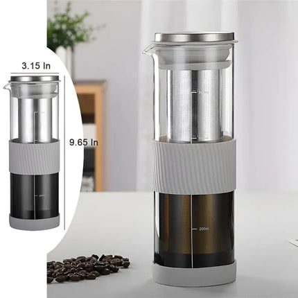 AEE2-Airtight Cold Brew Coffee Maker & Tea Infuser - 800Ml Glass Carafe Pitcher For Iced Coffee Brewing,Glass Coffee Pot