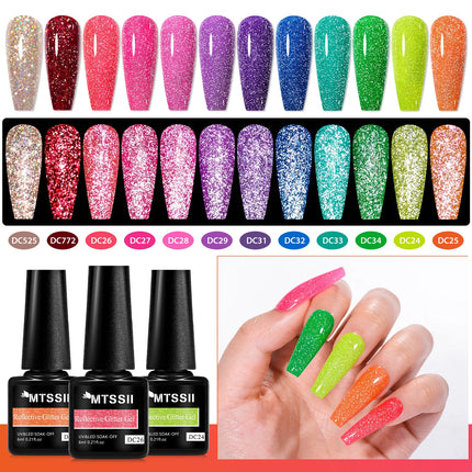 8/12pcs Glitter Gel Nail Polish Set Sparkling Glitter Semi Permanent Soak Off UV Gel Varnish Manicure With Box DIY Nail Supplies