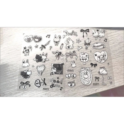 2Pc Cute Black White Rabbit Decoration Stickers for DIY Scrapbooking Journal Phone Materials Sticker