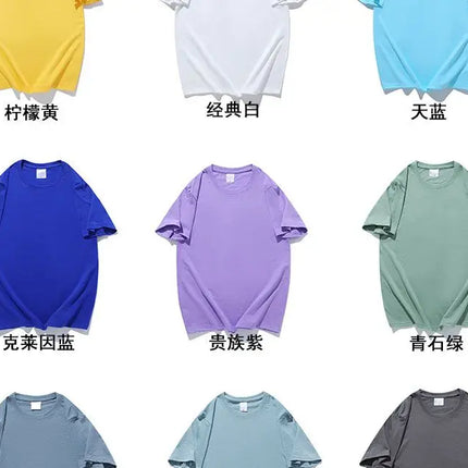 100% Cotton T-shirt Men Women Solid Color O Neck Short-sleeved Tops Summer Korean Loose Half-sleeve T Shirt Unisex M-4XL
