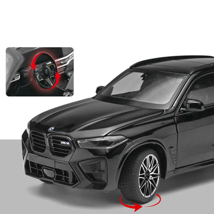1:24 BMW X5M X5 SUV Alloy Car Model Diecast Metal Off-road Vehicles Car Model High Simulation Sound and Light Childrens Toy Gift
