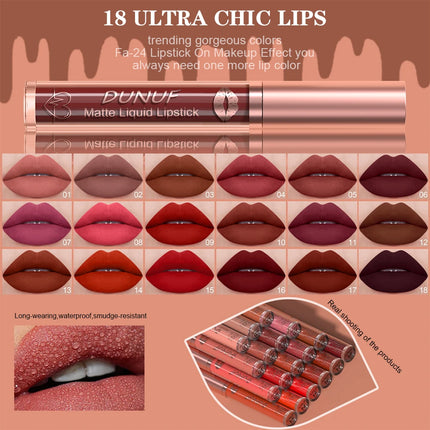 DUNUF Lip Gloss And Lip Oil Set 2-Piece Long-Lasting Waterproof Matte Moisturizing Non-Fading Lipstick Collection