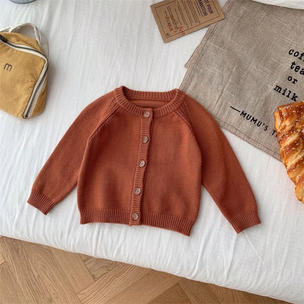 Children Knit Sweater Boys Girls New Autumn Cardigan Kids' Spring Solid Color Casual Coats Toddler Fashion Knit Jackets 0-5Y
