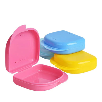 50Pcs Denture Tray Box Dental Orthodontic Retainer Storage Box Mouth Guard Container Anti Grinding Brace Box Oral Hygiene