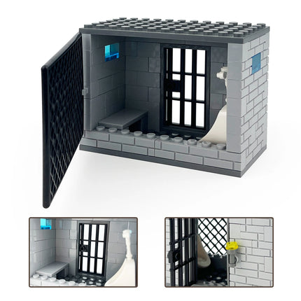 Classic Jail Building Model - Police vs Thief Brick Set for Collection and Display