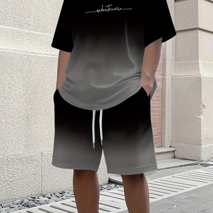 Summer Casual Men's T-Shirt and Shorts Set 2026 Sportswear Set Plus Size Short-Sleeve T-Shirt Drawstring Pocket Shorts Set