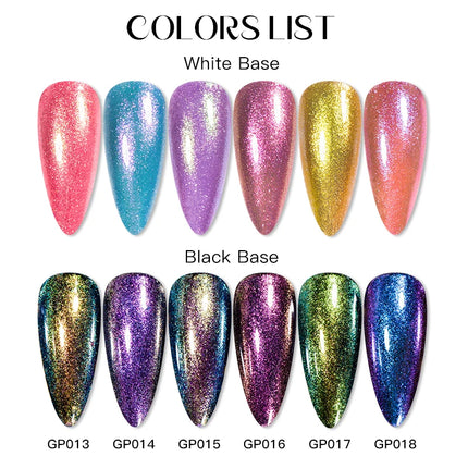 2pcs 8ml Chameleon Nail Polish Set Gorgeous Glitter Galaxy Chrome Holographic Nail Polish No-Bake Quick Dry Long-Lasting Nails
