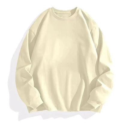 White Heavyweight 400g Pure Cotton Long Sve T-irt ex Loose Fit Basic Color Inner Wear Base Layer irt