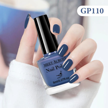 MEET ACROSS 8ml Glass Bottle Water-Based Peel Off Nail Polish Spring Summer Colorful Glitter Nail Art Varnish No Need Lamp