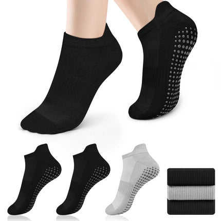 3 Pairs Yoga Socks Women Cotton Short Mesh Breathable Professional Non-slip Floor Pilates Dance Sports Gym Socks
