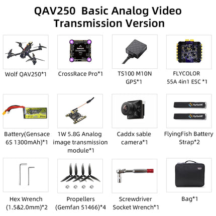Radiolink Wolf QAV250 FPV Drone 15 Min Flight  GPS 180KM/H at PosHold Flight Mode Real-time Image Transmission Racing drone Quad