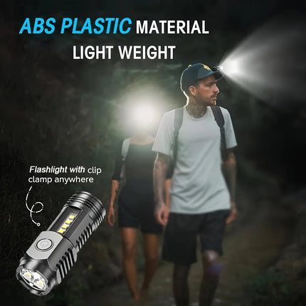 Portable Mini LED Handheld Flashlight Powerful Fingertip Torch Outdoor Waterproof Hiking Camping Flash Light with Pen Clip