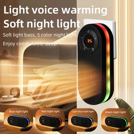 Heat Up In 3 Seconds Silent Mini Heater Small Household 5 Color Night Light Electric Heater Remote Control Scheduled Heater 2026