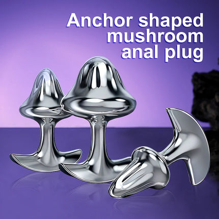1Pcs,Anchor shaped mushroom anal plug, three sizes, gem base anal plug, g-spot massage, sexual health, adult sex, sex toys