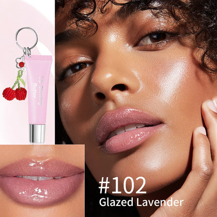 Lakerain Lip Gloss Butter Lip Balm Moisturizing Lip Balm Lip Gloss With Pendant Silver Chain Cherry Easy to Carry Lip Gloss