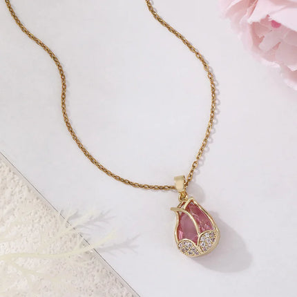 Tulip flower pendant clavicle chain titanium steel necklace temperament necklaces jewelry accessories festivals birthday gifts