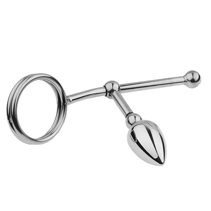 Removable Anal Butt Plug with Adjustable Penis Ring Metal Sexy Detachable Anal Plug Steel Single Double Ball Adult Toys for Men