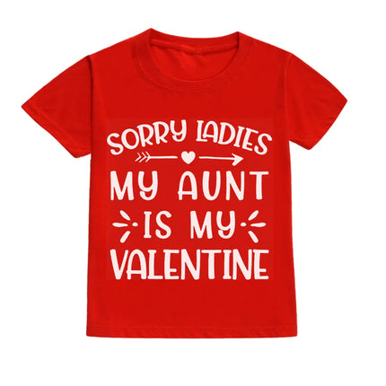 Daddy and Mommy's Valentine Print Kids T-Shirt Child Red Shirts Tops Boys Girls T-Shirt Valentine's Day Party Gifts Casual Clothes