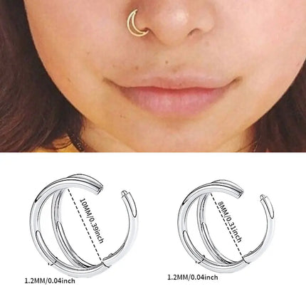 Nose Rings Hoops Double Septum Rings Cartilage Hoop Earring Piercing Nariz Open Stacked Hoop Nose Rings for Women and Men