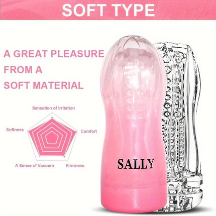 Silicone male masturbation device, adult male sex toy, transparent masturbation cup with suction pocket vaginal sex toy