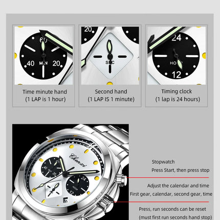 CHENXI Men's Watch Multifunctional Fashion Quartz with Calendar Luminous Display Men Watches Chronograph Business Wristwatch