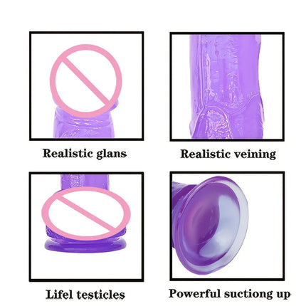Woman Realistic Purple Anal Butt Plug Dildo Masturbator Soft Penis Beginner Dildo With Strong Suction Cup Anal Adult Sex Toys 18