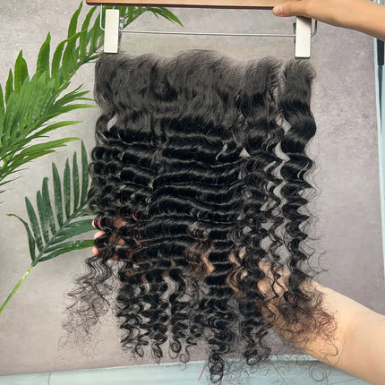 Deep Wave Real HD Lace Frontal 13x4 Closure Virgin Raw Hair 100% Human Hair Loose Deep Wave Frontal