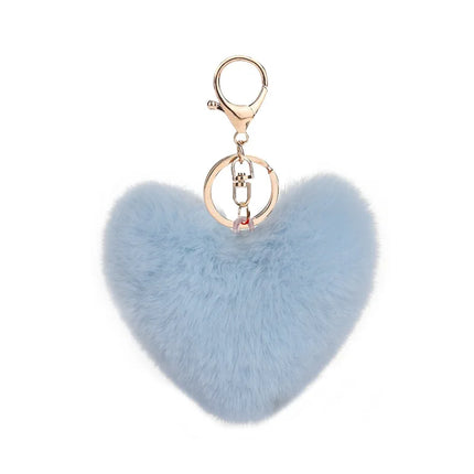 New Heart Plush Hair Ball Keychain Women Leopard Pompom Love Car Key Chain Bags Pendant Hairball Key Rings Jewelry llaveros 키링