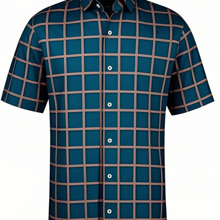 Fashion Men's Short Sleeve Shirt Casual Plaid Color Summer 3D Printed Lapel Shirt New  Fashion Casual Men's Clothing Unisex Tops