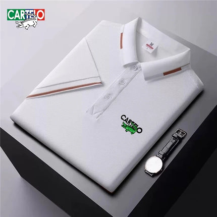 Men's Summer High-Quality Fashionable Embroidered Logo Short Sleeve Polo Shirt, New Style, Casual, Breathable, Cool Top