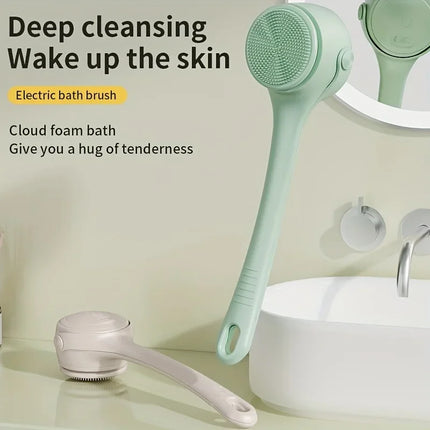 USB Waterproof Double Handle Electric Rotating Silicone Bath Brush Multi Functional Body Shower Cleaner with 4 Brush Heads