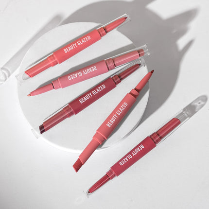 Lip Liner And Lipstick Pen, 2-in-1 Double-headed Lipstick Set , Waterproof Long Lasting Matte Lipstick Gift, Suitable For Daily