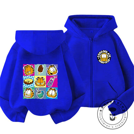 New Garfield Cute Kawaii Zip Hoodie For Kids Boys Girls Autumn Winter Cartoon Trendy Children Hooded Sweatshirt 3 14T