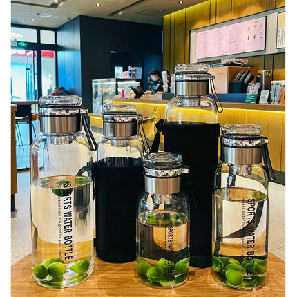 Large Capacity Glass Water Bottle Transparent Milk Juice Cup  for Tour Outdoor Sports and Travel Leak Glass Bottle
