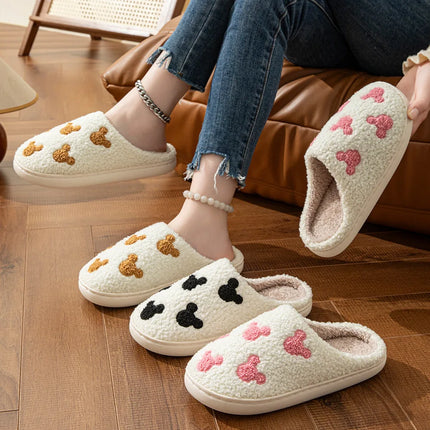 Fashion House Slippers for Women Men Winter Warm Home Comfy Shoes Cute Cartoon Indoor Slides Soft Sole Shoes Christmas Gifts