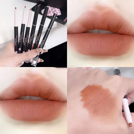 1Pc 3 Essential Colors Triple-Ended Waterproof Matte Lip Liner Pencil with Brush - Long-Lasting Non-Stick Natural Lip Makeup